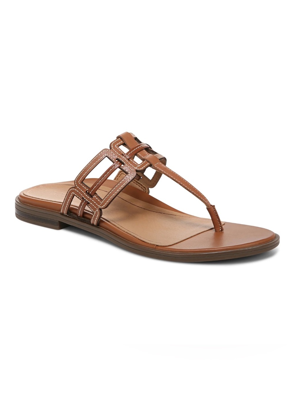 Vionic | Women's Alvana Tan Leather Toe Post Thong Sandals - Like New